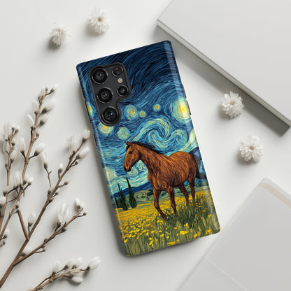 Starry Night Stallion Design Phone Case for Galaxy S series Phones