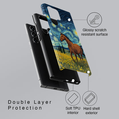 Starry Night Stallion Design Phone Case for Galaxy S series Phones