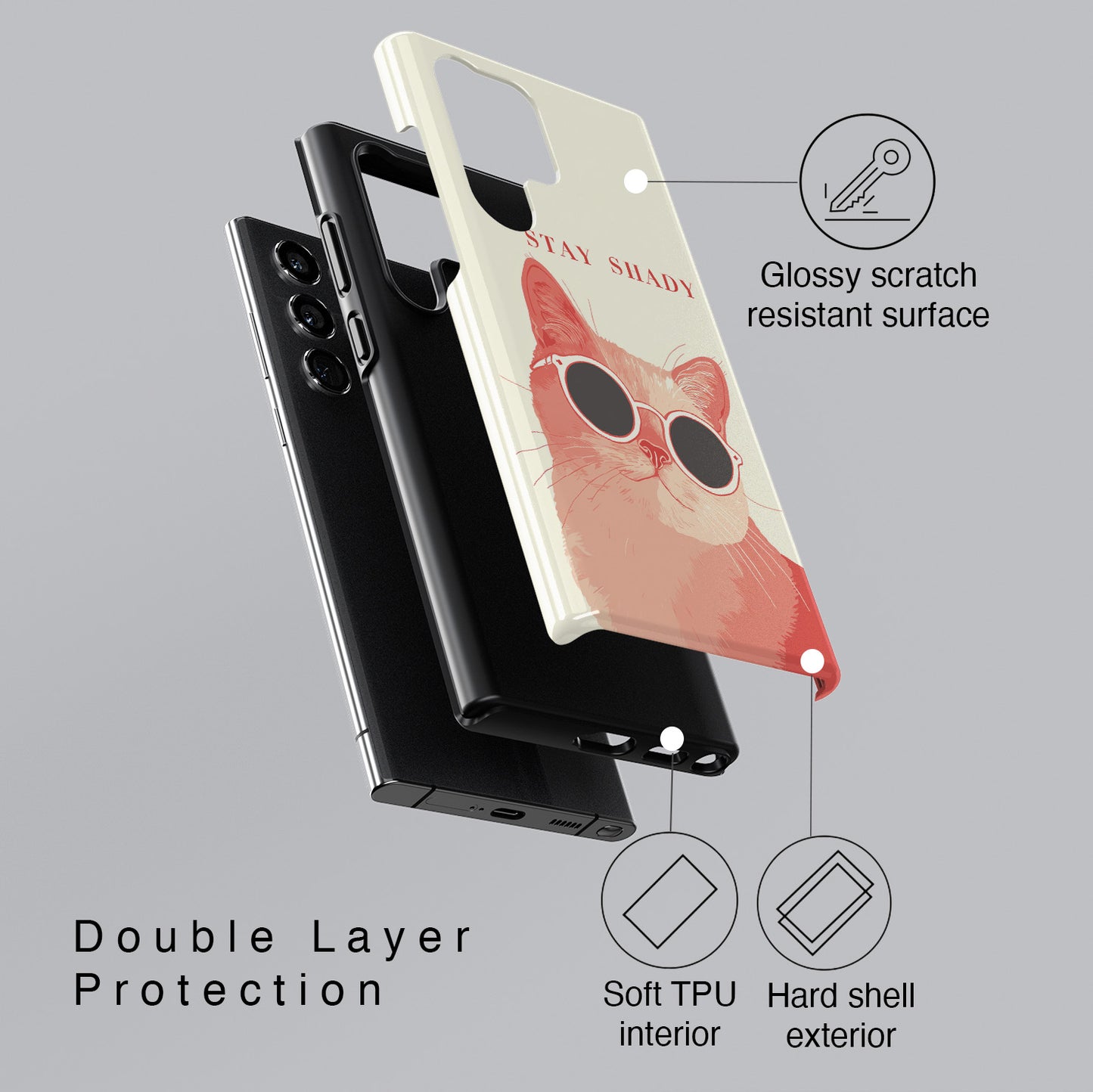 Stay Shady – Pop-Art Feline Design Phone Case for Galaxy S series Phones