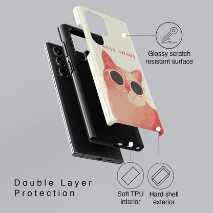 Stay Shady – Pop-Art Feline Design Phone Case for Galaxy S series Phones
