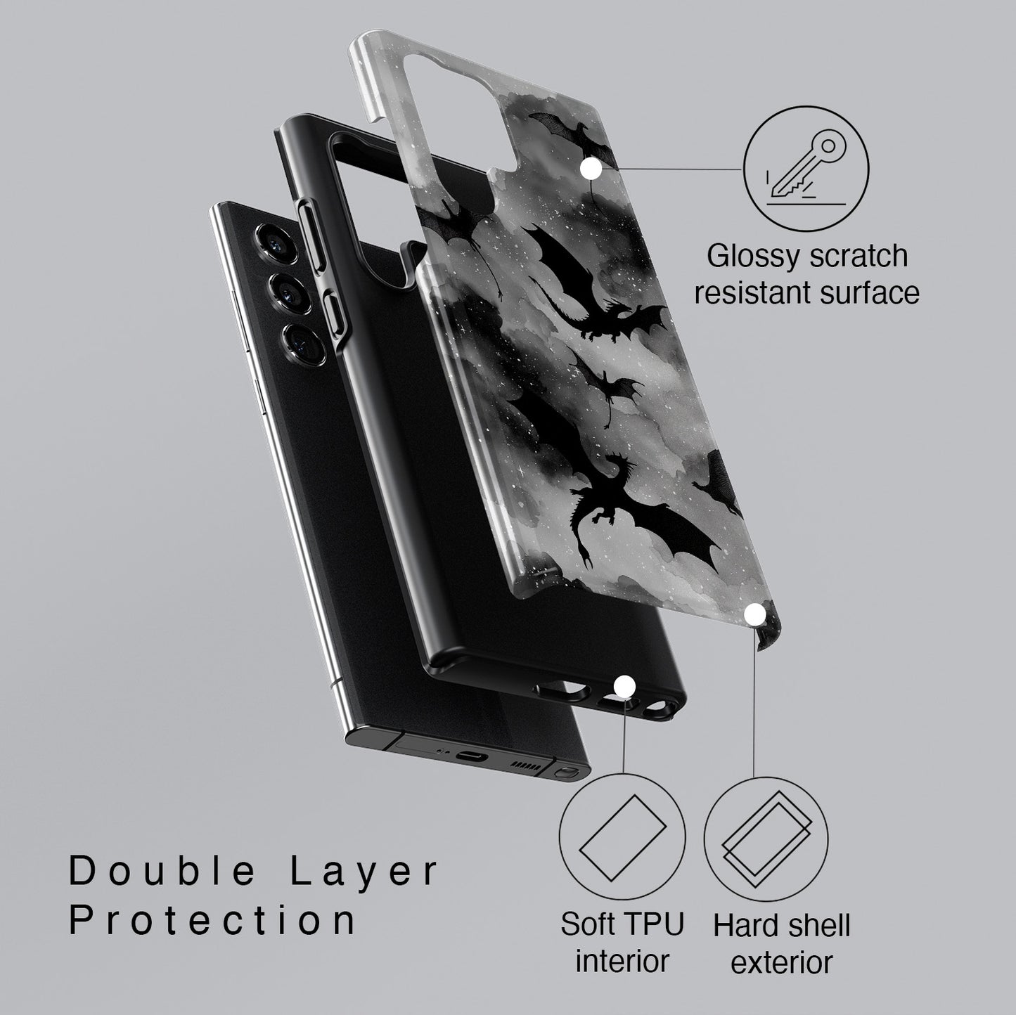 Storm of Dragons Design Phone Case for Galaxy S series Phones