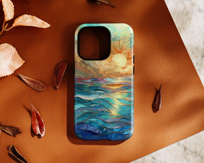 Sun & Ocean Stained Glass Design 1 Print iPhone Case