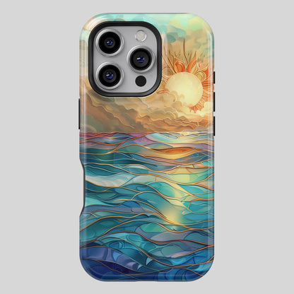 Sun & Ocean Stained Glass Design 1 Print iPhone Case