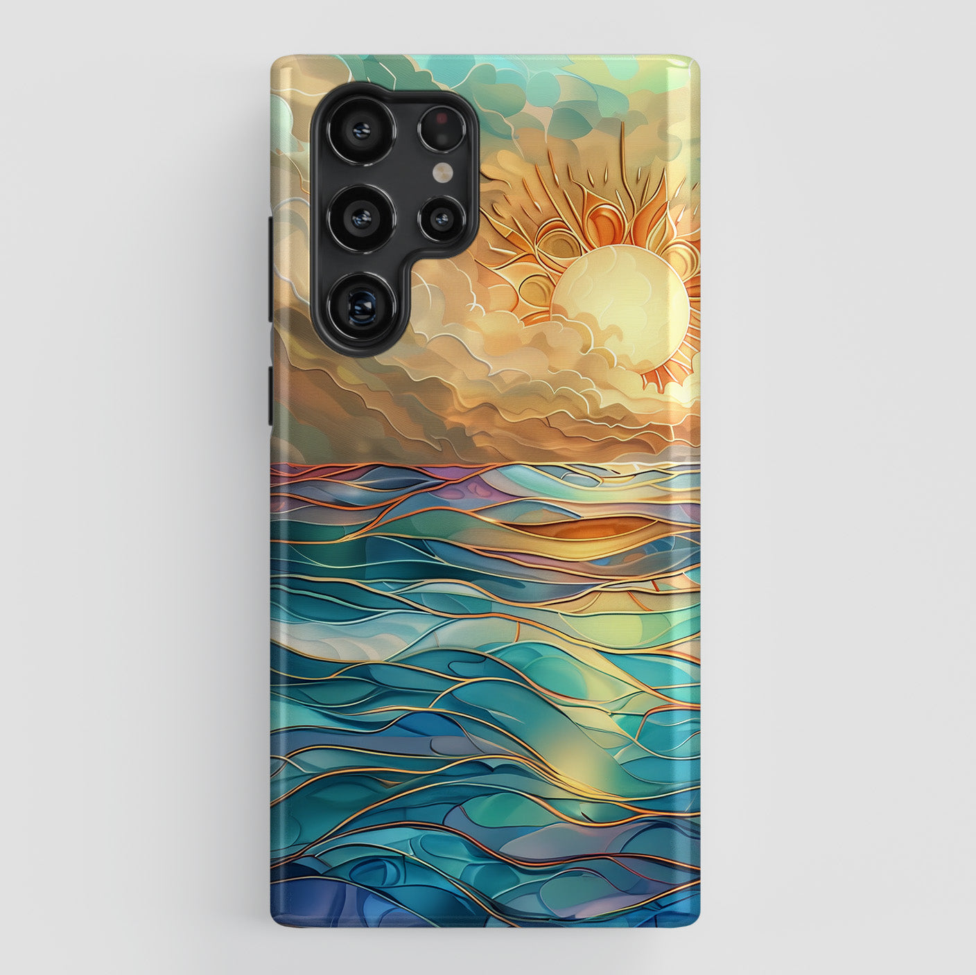Sun & Ocean Stained Glass Design 1 Print Case for Galaxy S series Phones