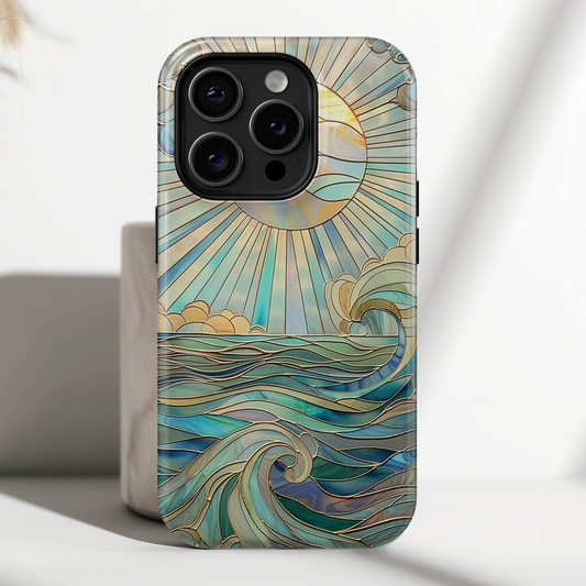 Sun & Ocean Stained Glass Design iPhone Case