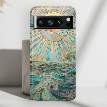 Sun & Ocean Stained Glass Design Print Google Pixel Phone Case