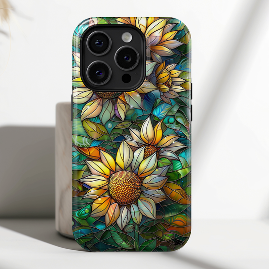 Sunflowers Stained Glass Design iPhone Case