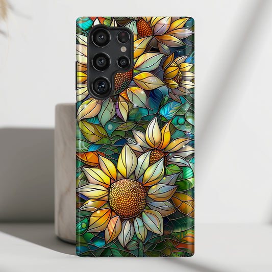 Sunflowers Stained Glass Design Samsung Phone Case