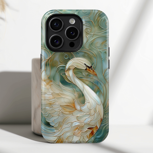 Swan Stained Glass Design iPhone Case