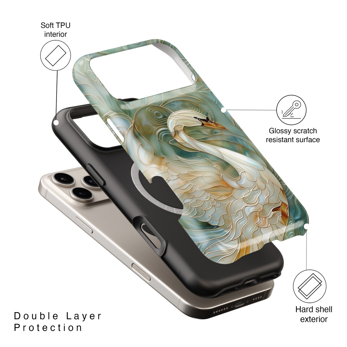 Swan Stained Glass Design iPhone Case