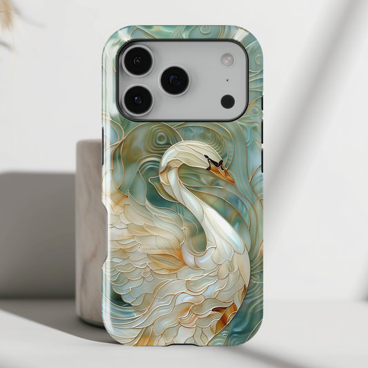 Swan Stained Glass Design iPhone Case