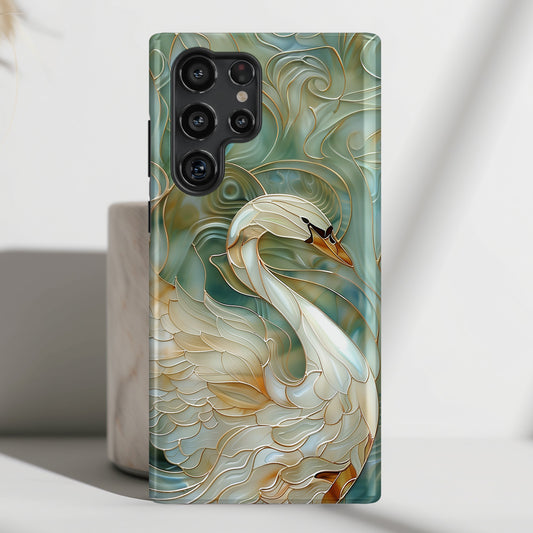 Swan Stained Glass Design Samsung Phone Case