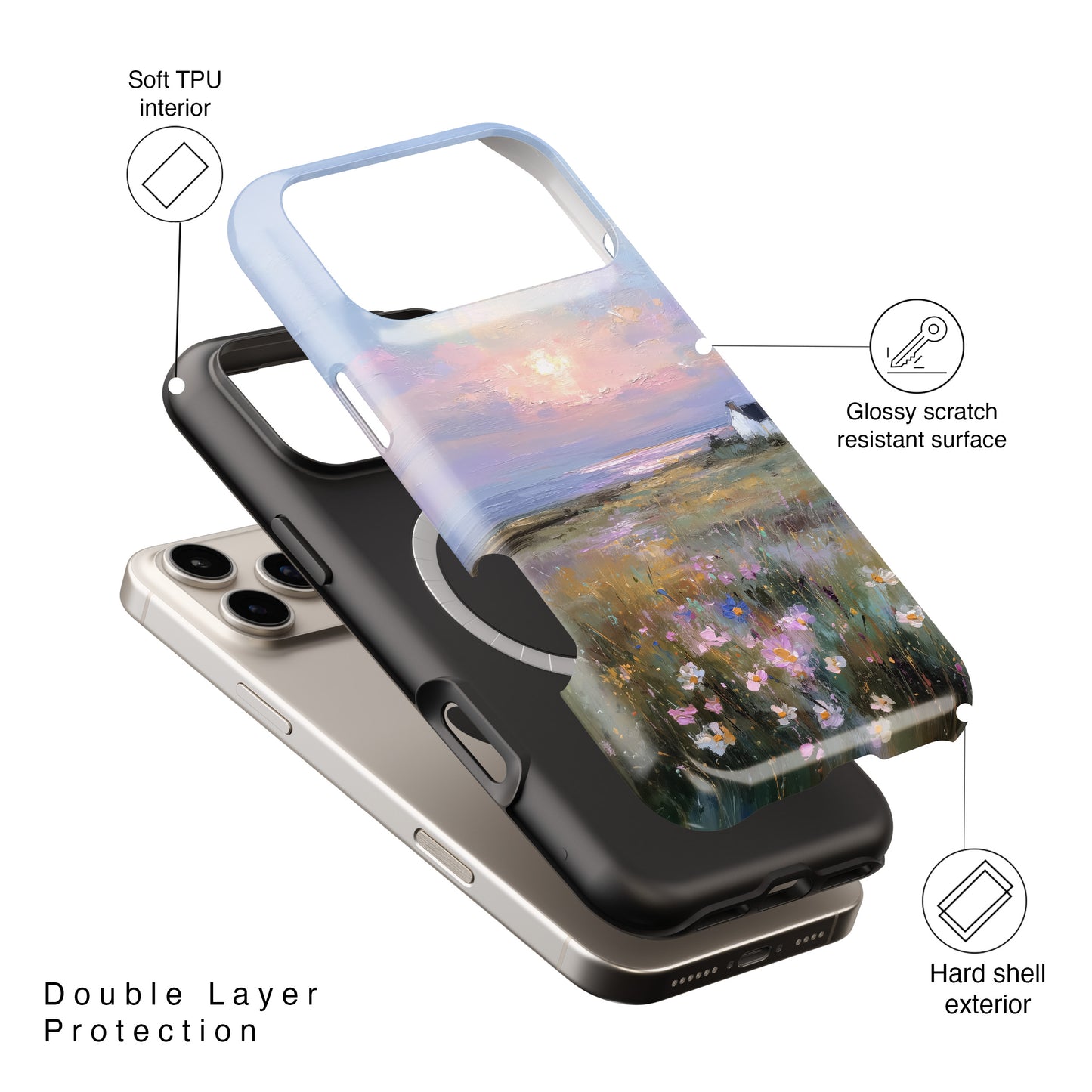The Coastal Cottage – Impressionist Landscape Design iPhone Case