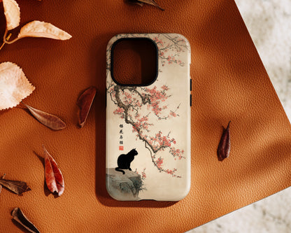 The Contemplative Cat – Traditional Ink Wash Design iPhone Case