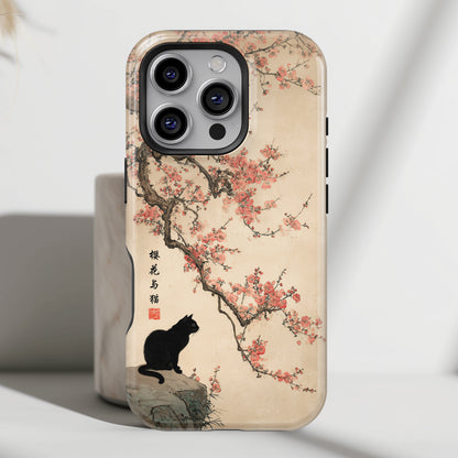 The Contemplative Cat – Traditional Ink Wash Design iPhone Case