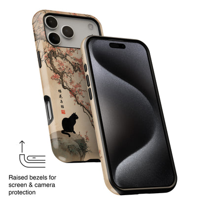 The Contemplative Cat – Traditional Ink Wash Design iPhone Case