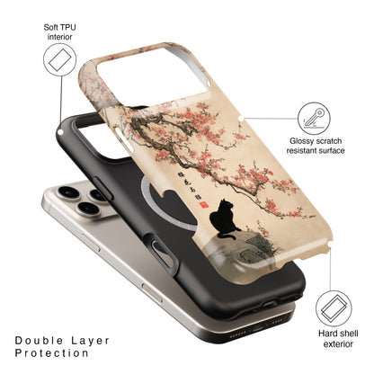 The Contemplative Cat – Traditional Ink Wash Design iPhone Case