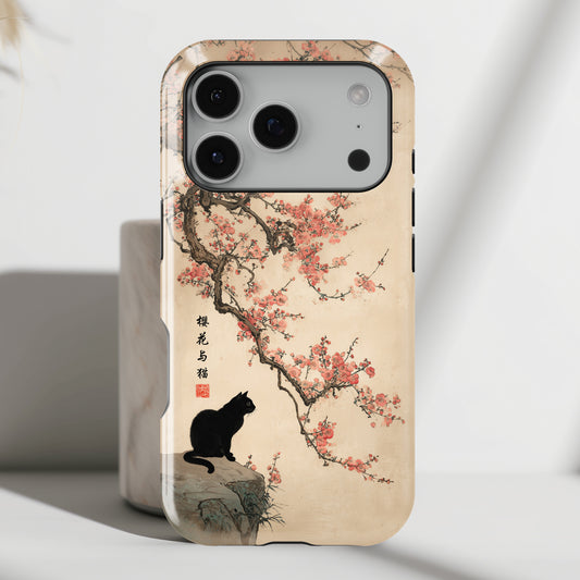 The Contemplative Cat – Traditional Ink Wash Design iPhone Case