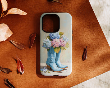 The Country Coquette – Impasto Boot & Hydrangea Design iPhone Case