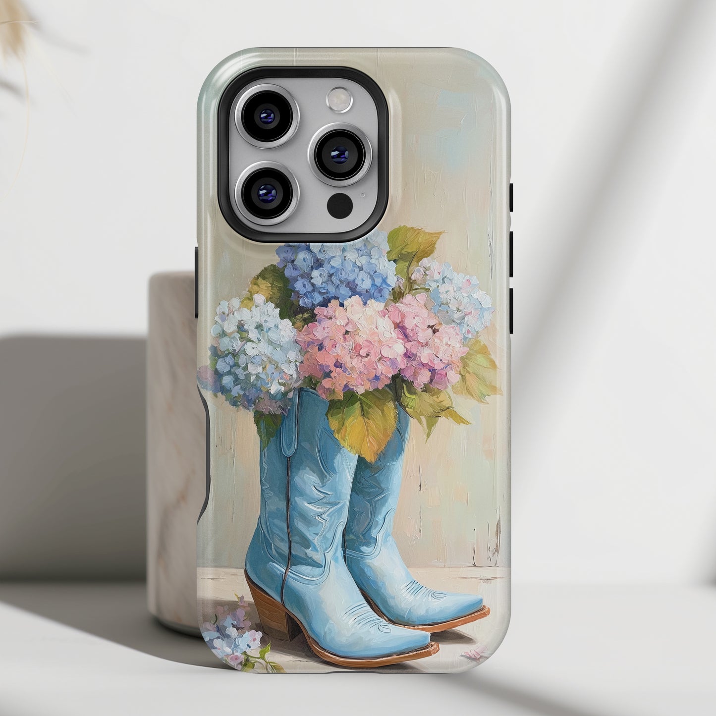 The Country Coquette – Impasto Boot & Hydrangea Design iPhone Case
