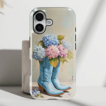 The Country Coquette – Impasto Boot & Hydrangea Design iPhone Case