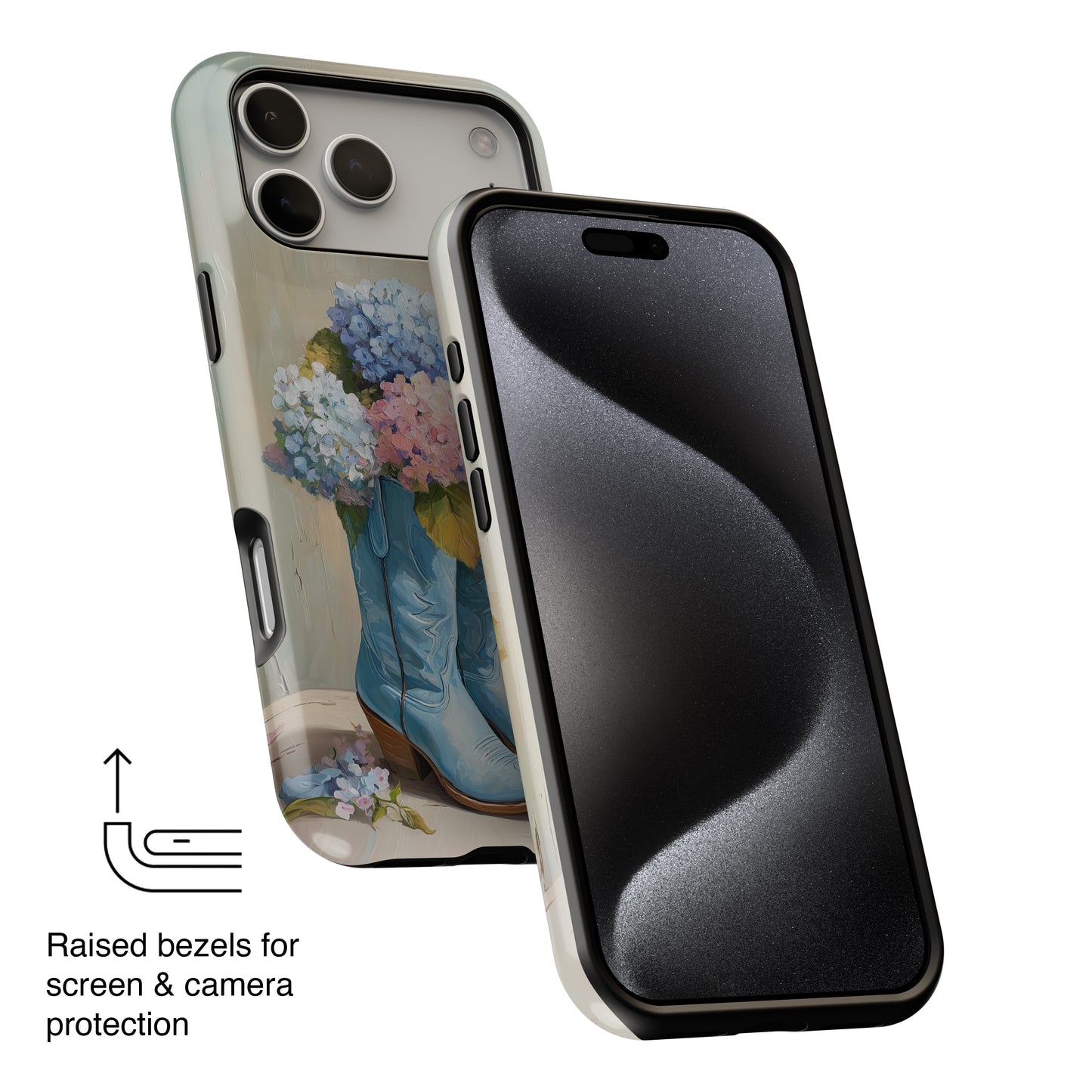 The Country Coquette – Impasto Boot & Hydrangea Design iPhone Case