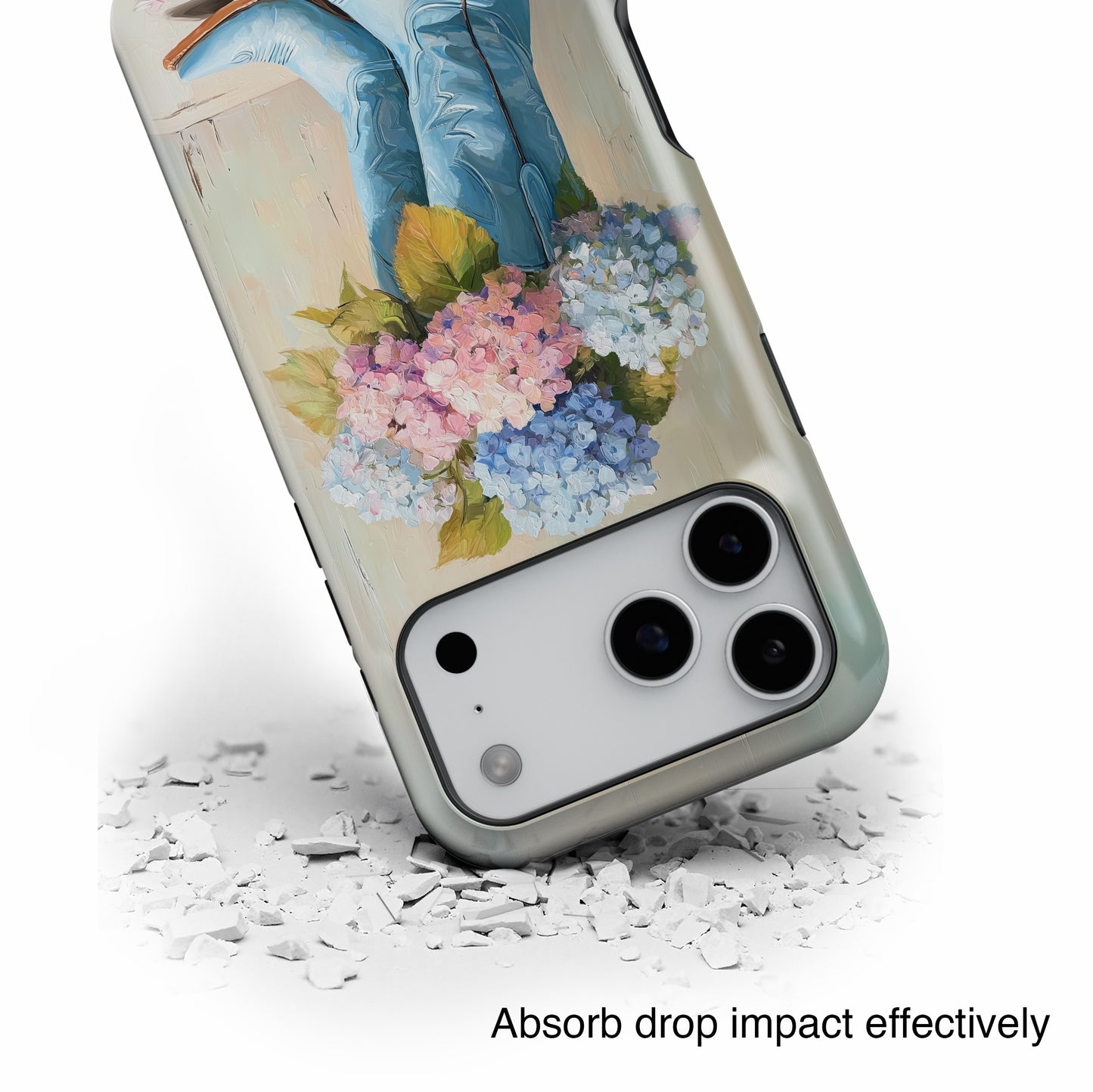 The Country Coquette – Impasto Boot & Hydrangea Design iPhone Case