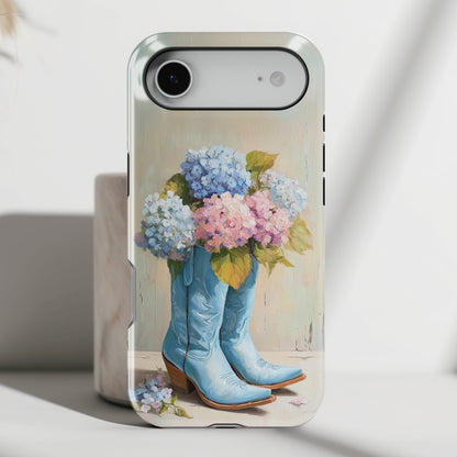 The Country Coquette – Impasto Boot & Hydrangea Design iPhone Case