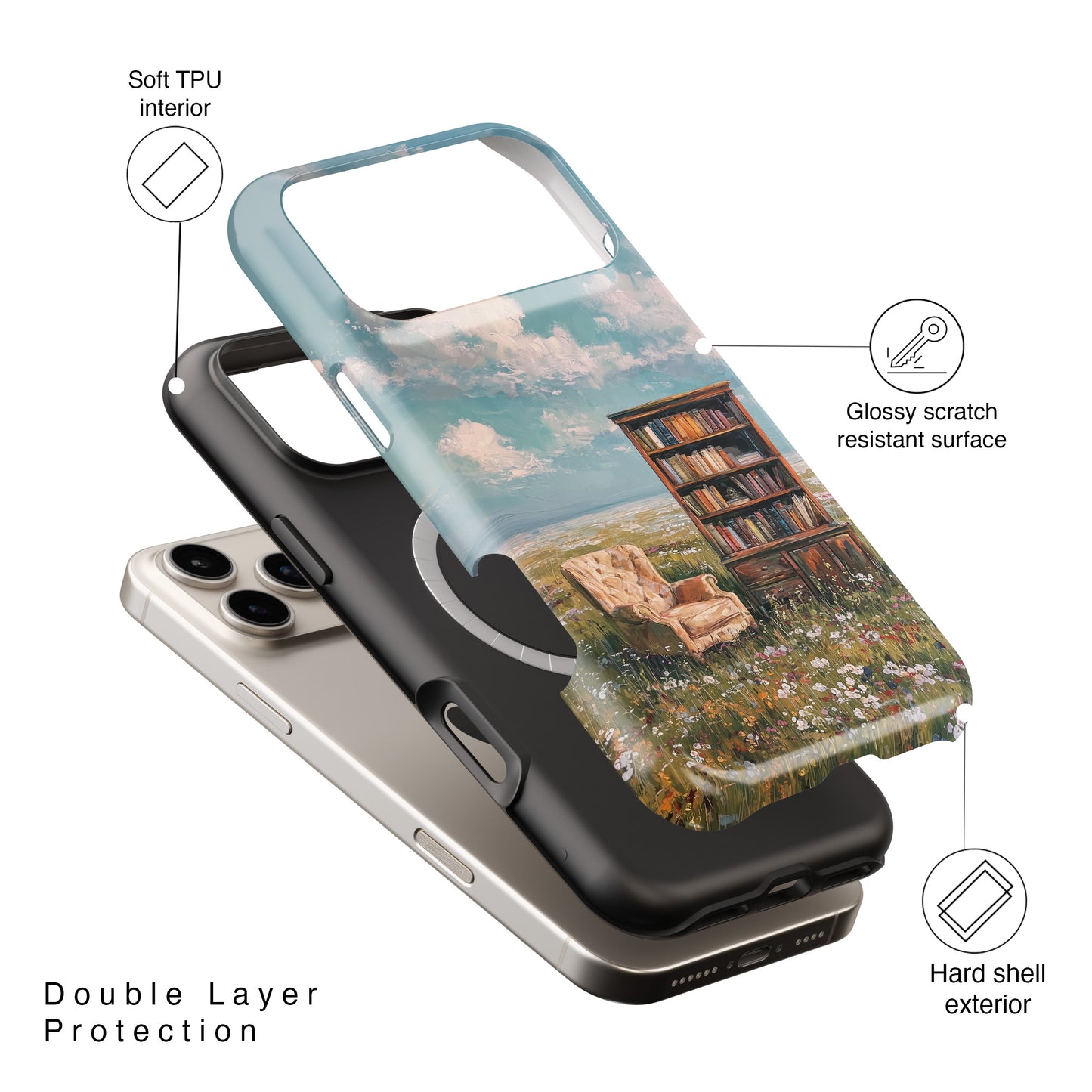 The Dreamer's Study – Surreal Meadow Design iPhone Case