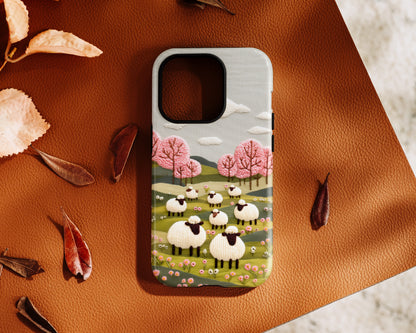 The Embroidered Meadow – Faux Needlepoint Design iPhone Case