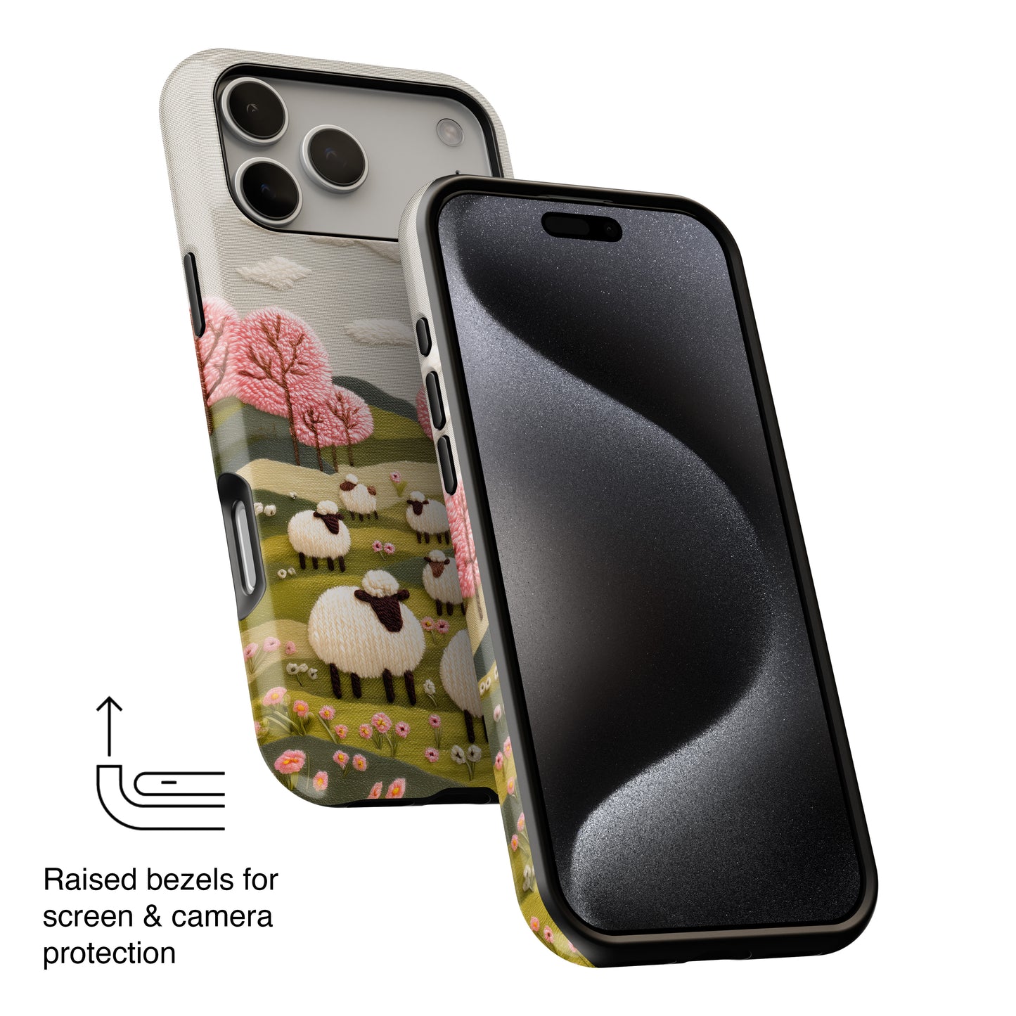 The Embroidered Meadow – Faux Needlepoint Design iPhone Case