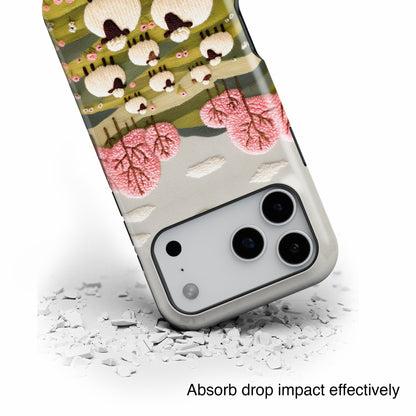 The Embroidered Meadow – Faux Needlepoint Design iPhone Case