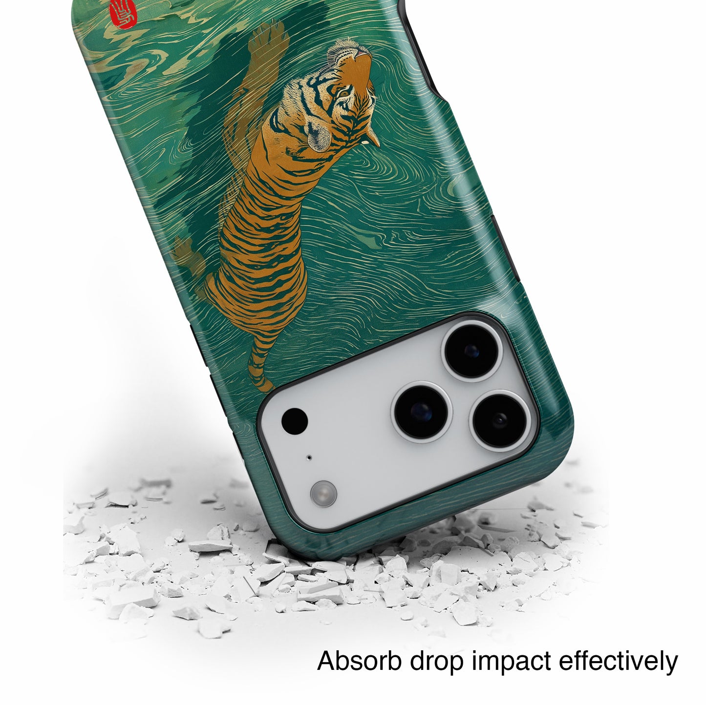 The Emerald Swirl – Ukiyo-e Tiger Design iPhone Case