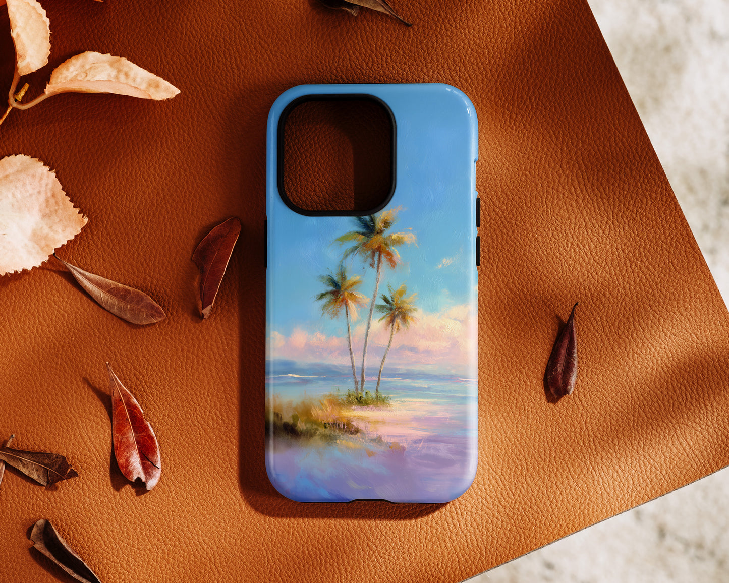 The Golden Hour Canvas – Painted Palm Design iPhone Case