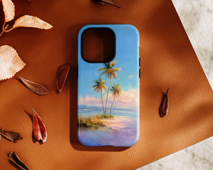 The Golden Hour Canvas – Painted Palm Design iPhone Case
