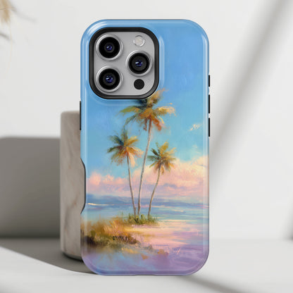The Golden Hour Canvas – Painted Palm Design iPhone Case