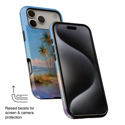 The Golden Hour Canvas – Painted Palm Design iPhone Case