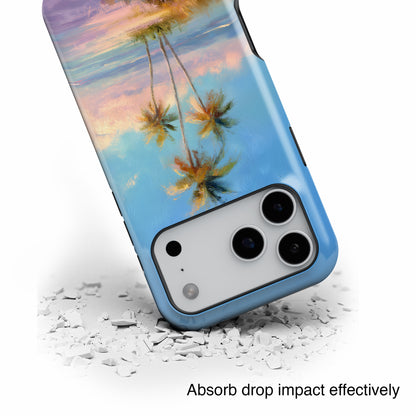 The Golden Hour Canvas – Painted Palm Design iPhone Case