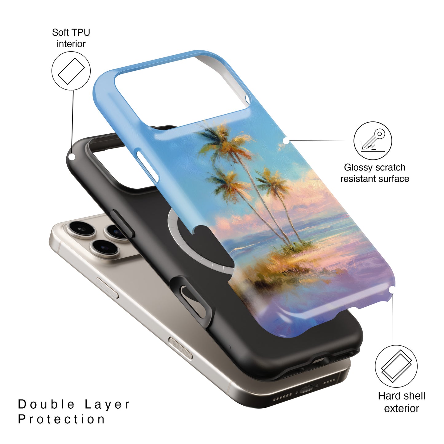 The Golden Hour Canvas – Painted Palm Design iPhone Case