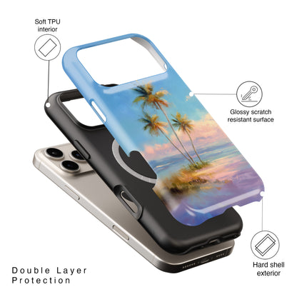 The Golden Hour Canvas – Painted Palm Design iPhone Case