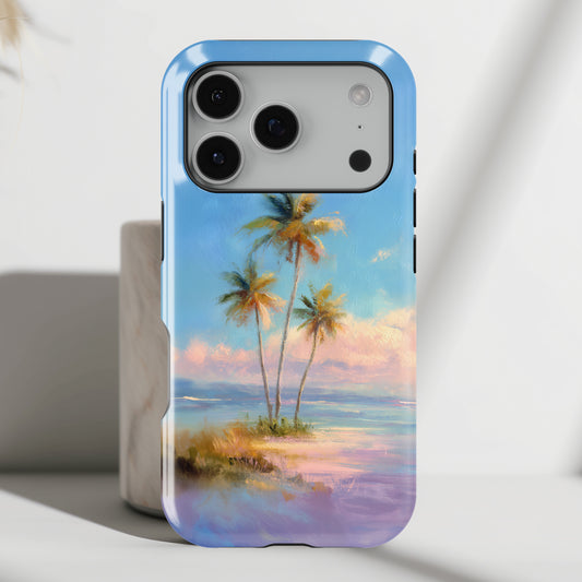 The Golden Hour Canvas – Painted Palm Design iPhone Case