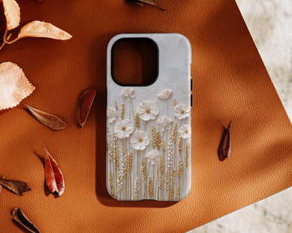 The Golden Meadow – 3D Impasto Botanical Design iPhone Case
