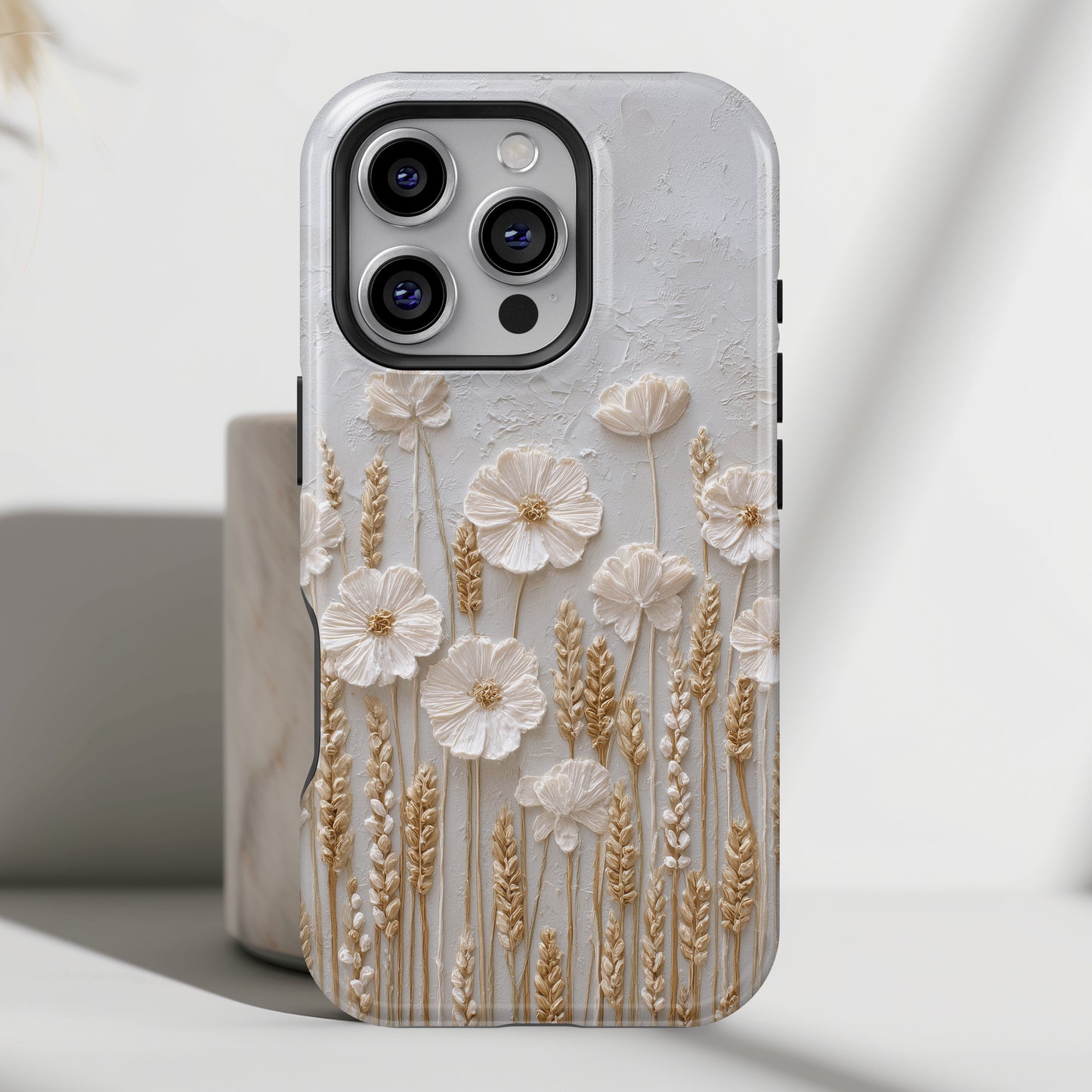 The Golden Meadow – 3D Impasto Botanical Design iPhone Case