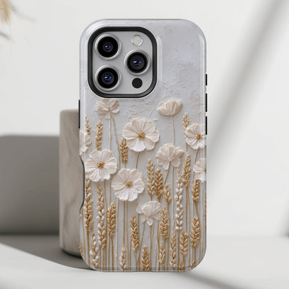 The Golden Meadow – 3D Impasto Botanical Design iPhone Case