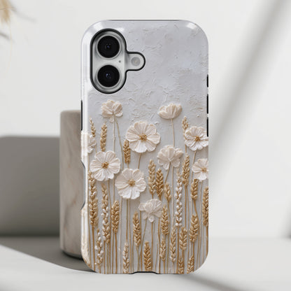 The Golden Meadow – 3D Impasto Botanical Design iPhone Case