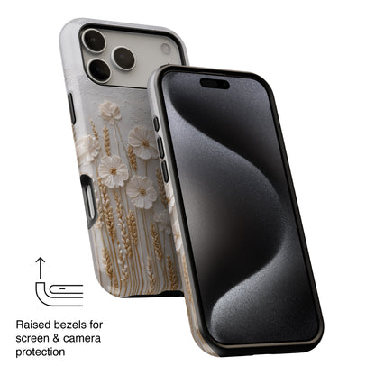 The Golden Meadow – 3D Impasto Botanical Design iPhone Case
