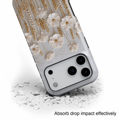 The Golden Meadow – 3D Impasto Botanical Design iPhone Case