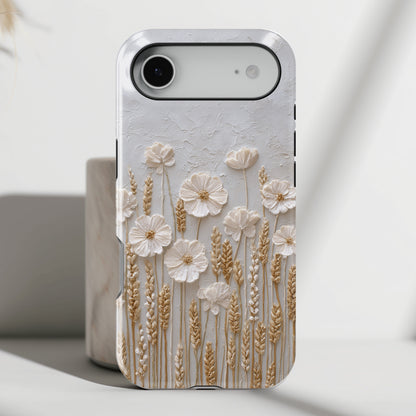 The Golden Meadow – 3D Impasto Botanical Design iPhone Case