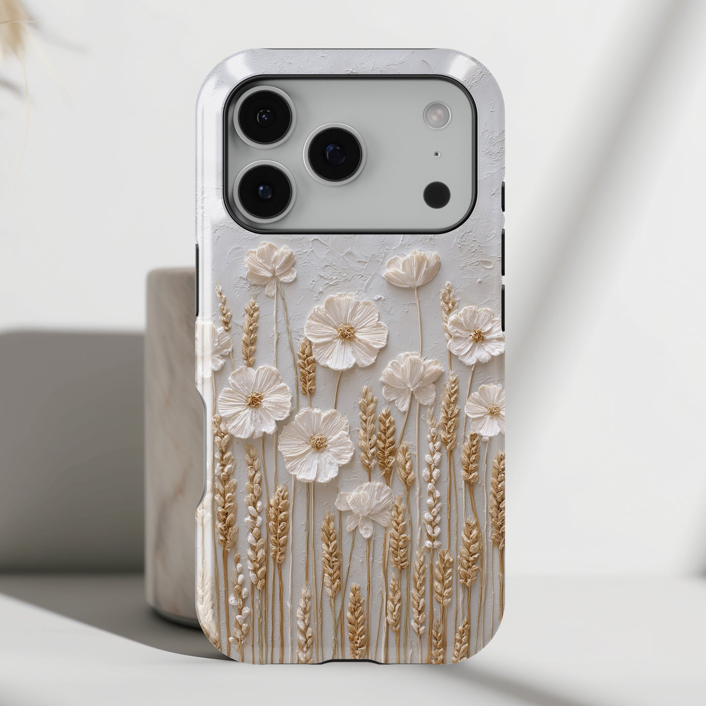 The Golden Meadow – 3D Impasto Botanical Design iPhone Case
