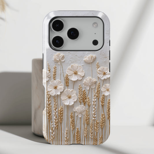 The Golden Meadow – 3D Impasto Botanical Design iPhone Case